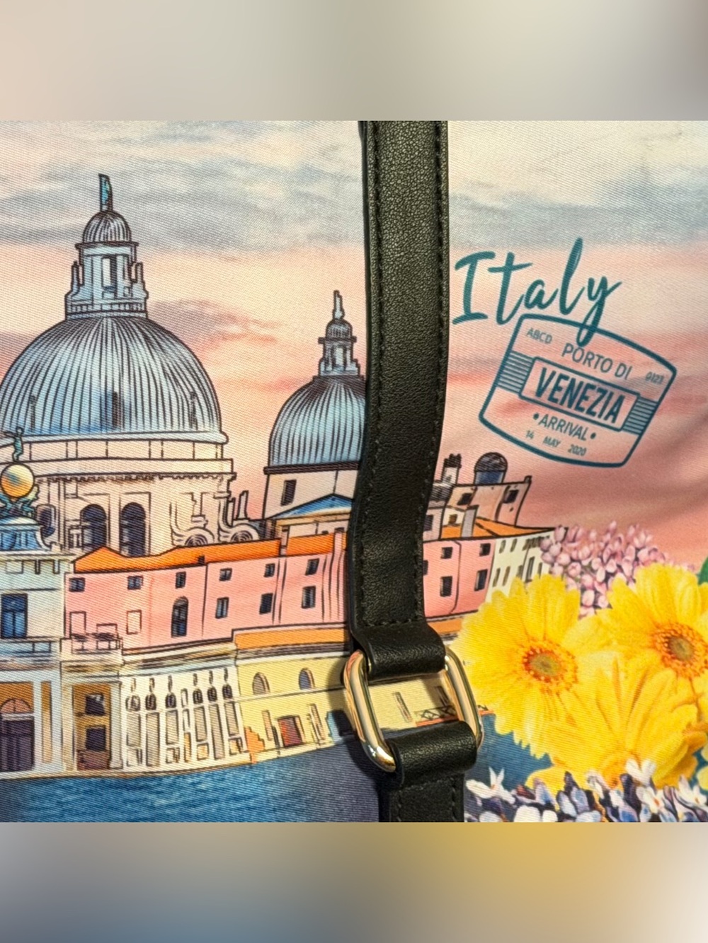 Nicole Lee USA EUC Italy Theme Printed Canvas Satchel Crossbody Bag Tote (P247) - Picture 6 of 12